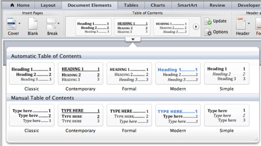 how to use table of contents in word 2011 for mac